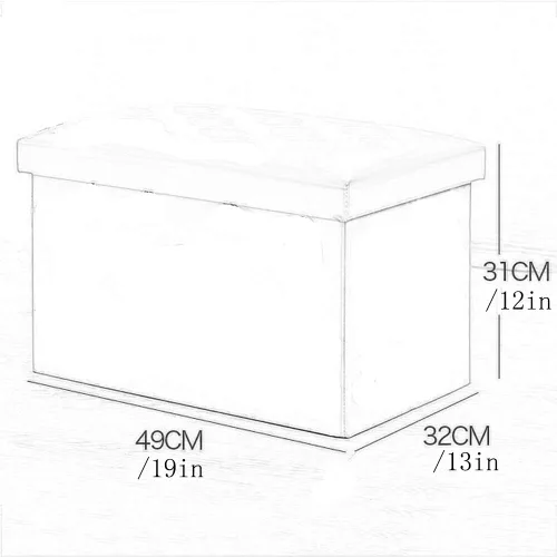 Vista 3 de Reposapiés otomano plegable de almacenamiento con tapa extraíble, cubierta de piel sintética, marco de tablero de fibra, reposapiés, decoración