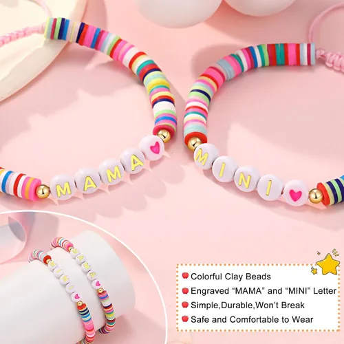 Vista 4 de UNGENT THEM First Day of School Gift for Mom Daughter, Mama and Mini Back to School Bracelets