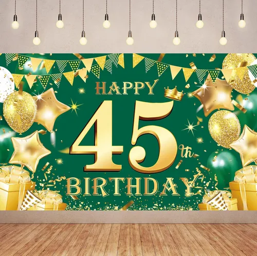 Vista 13 de Cartel de feliz cumpleaños número 100 de oro verde, 3.6 x 6 pies, montaje en pared, fiesta, cumpleaños Oro verde 100