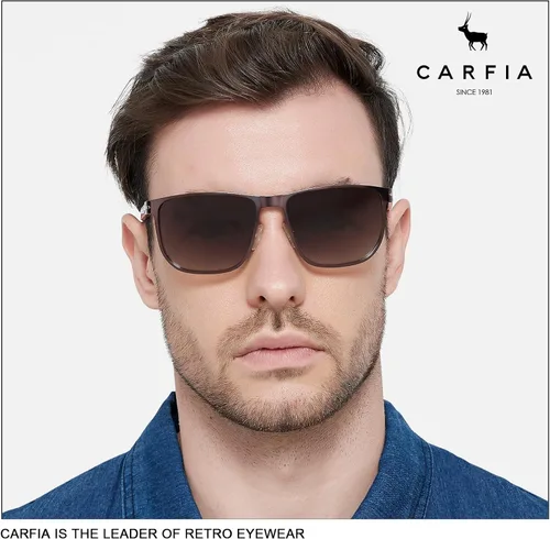 Vista 3 de CARFIA Gafas de sol polarizadas de lujo para hombre con marco de metal chapado en dos tonos
