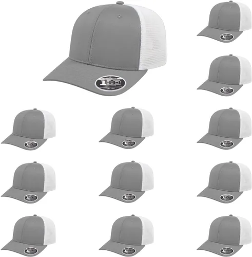 Vista 131 de Cap America i8502 Flexfit 110 Premium - Gorra de camionero de perfil medio con 6 paneles de malla trasera con protección UV y cierre ajustable