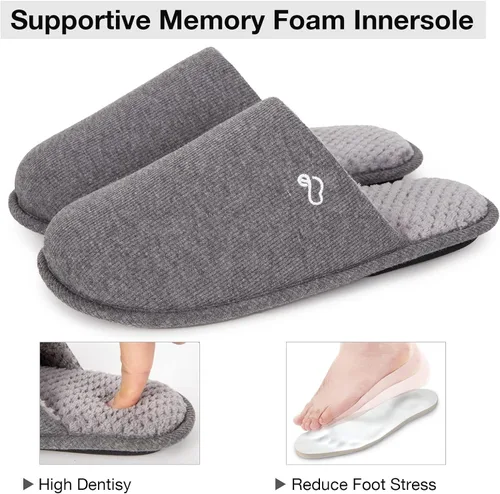 Vista 5 de EverFoams Men's Cotton Knit Memory Foam Indoor Slippers Light Weight House Shoes with Anti-Skid Sole
