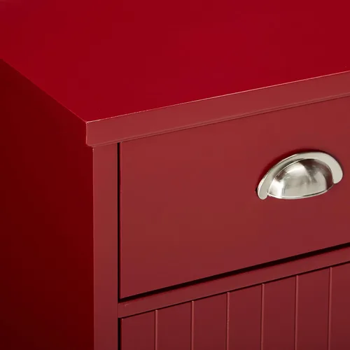 Vista 6 de Kings Brand Furniture Mesa consola buffet con almacenamiento de vino, acabado rojo