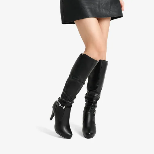 Vista 4 de DREAM PAIRS Botas de tacón alto hasta la rodilla para mujer
