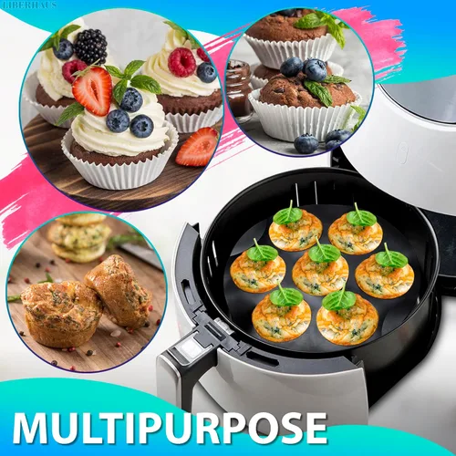 Vista 4 de Molde de silicona para muffins para freidora de aire (7 tazas) – Molde de silicona redondo de 6.9 pulgadas compatible con freidoras de 3.5 a 5.8 l