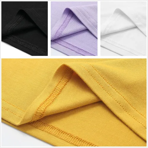 Vista 4 de Formeet17 4 piezas de camisetas cortas básicas con cuello redondo y manga casquillo para mujer
