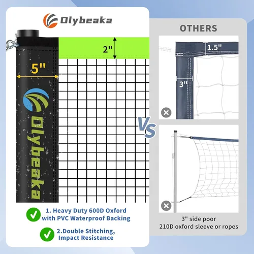 Vista 3 de Portable Outdoor Volleyball Badminton Combo Net Set with 2 Nets Badminton Volleyball Net for Backyard, Beach with Adjustable Poles, 4 Aluminum