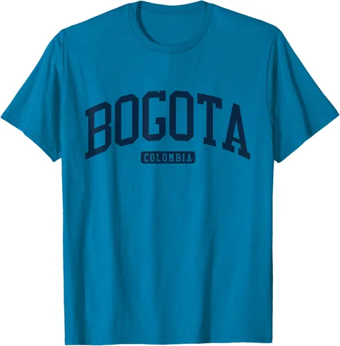 Vista 7 de Bogotá Colombia College University Style Camiseta azul marino, Blanco