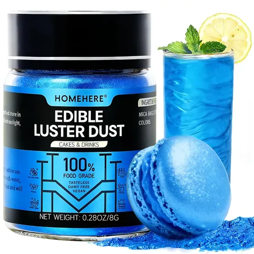 Vista 9 de HomeHere Purpurina comestible para bebidas y pasteles, 0.35 onzas de polvo brillante de diamante de grado alimenticio, polvo brillante