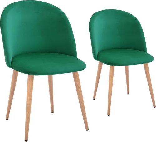 Vista 4 de CangLong Mid Century - Juego de 2 sillas tapizadas de terciopelo para cocina, modernas, color verde, 1