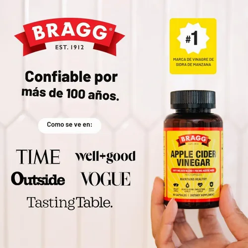 Vista 7 de BRAGG Cápsulas de vinagre de sidra de manzana, vitamina D y zinc para bienestar diario, 90