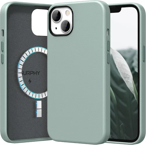Vista 10 de SURPHY Compatible con iPhone 13, funda de piel sintética de alta calidad (con botones metálicos y forro de microfibra) para 13 (6.1 pulgadas 2021)