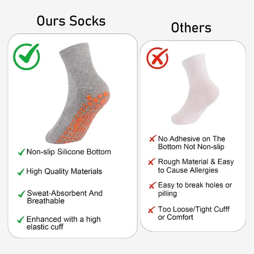 Vista 6 de GRPSKCOS Calcetines antideslizantes para hombre, calcetines de casa con empuñaduras, 3 pares antideslizantes para yoga, pilates, azulejos, pisos