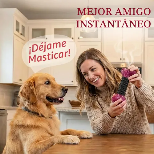 Vista 2 de Juguetes resistentes para perros masticadores agresivos de raza grande, hueso para masticar con sabor a tocino, juguete masticable de nailon y goma