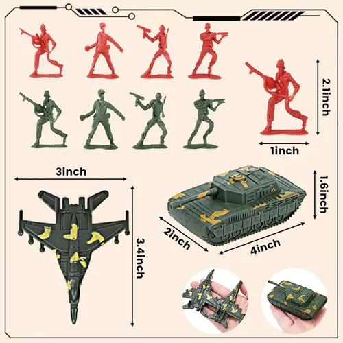 Vista 9 de AMOR PRESENT Juego militar de 277 piezas para hombres del ejército, juguetes militares para niños de 8 a 12, soldado militar, figuras de soldados