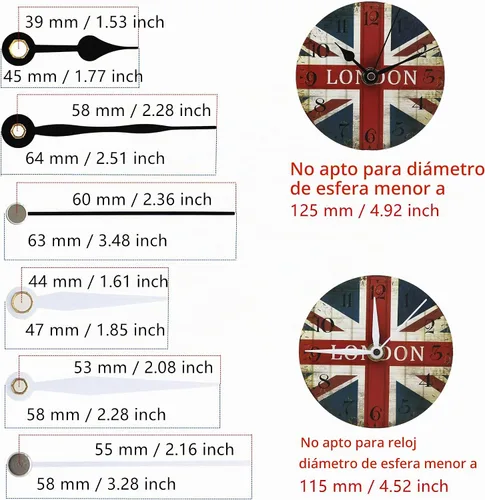 Vista 5 de TIKROUND 12888 Youngtown tipo Snap-in con eje de hora de 4.5mm de longitud, movimiento de reloj de cuarzo de barrido continuo, longitud total