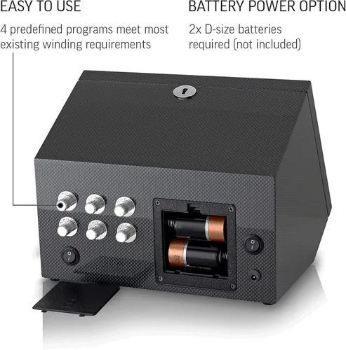 Vista 4 de Bobinador de reloj para 6 relojes automáticos con opción de parada del motor y compartimento de batería
