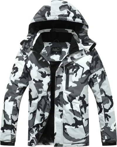 Vista 10 de Pooluly - Chaqueta impermeable de invierno, esquí, snowboard, para hombre, con capucha, rompevientos.