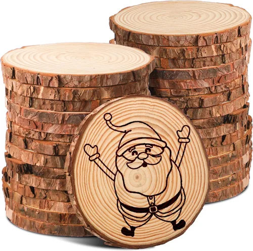 Vista 8 de Giegxin 15 piezas de rebanadas de madera sin terminar para centros de mesa, baby shower, boda, fiesta, centros de mesa, bosque, manualidades