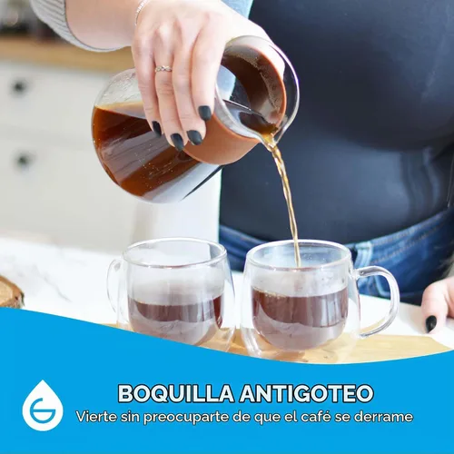 Vista 6 de GROSCHE Amsterdam - Cafetera de vidrio para verter – cafetera manual de una sola taza con parte superior de vidrio extraíble y filtro permanente