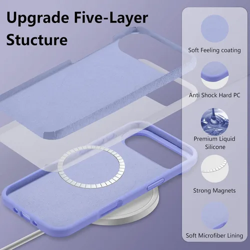 Vista 379 de Funda magnética de silicona para iPhone 13 Pro, color blanco antiguo [Compatible con Magsafe] [Forro de microfibra suave antiarañazos], funda
