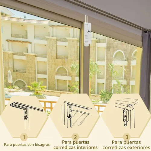 Vista 4 de Dunzy Cerradura de puerta corrediza para puerta de patio rectangular con llave para barra de seguridad con bisagras de vidrio, perno de acero