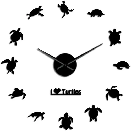 Vista 2 de The Geeky Days I Love Turtles DIY Sticker Wall Art - Reloj de pared gigante decorativo, silueta de tortugas marinas, decoración de playa, animales