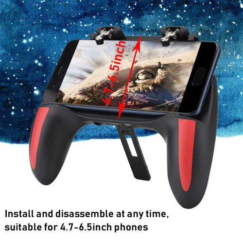 Vista 5 de Mobile Phone Game Controller PUBG Handle with Dual Cooling Fans Heat Dissipation No Noise Gamepad Handle Suitable for 4.7-6.5inch Phones