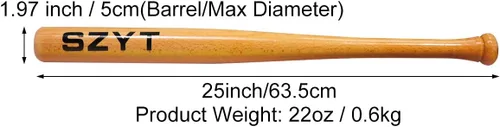 Vista 10 de Bate de béisbol de madera de 25 pulgadas, 29 pulgadas, 33 pulgadas, bate de sóftbol de defensa propia, defensa del hogar, amarillo ligero