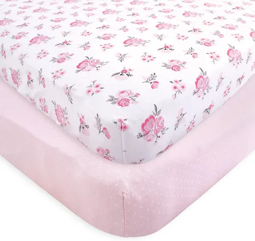 Vista 22 de Hudson Baby Sábana bajera ajustable unisex de algodón para cuna, avión, talla única