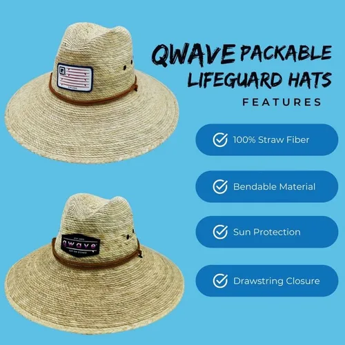 Vista 8 de Qwave Sombrero salvavidas de paja lavable a piedra para hombres y mujeres, sombrero de paja de playa que protege del sol del verano