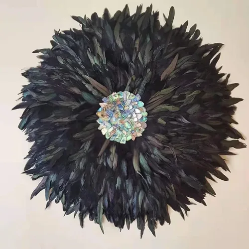 Vista 5 de Sowder Borde de flecos de plumas de gallo de 8 a 10 pulgadas de ancho para decoración de manualidades, paquete de 1 yarda (negro)