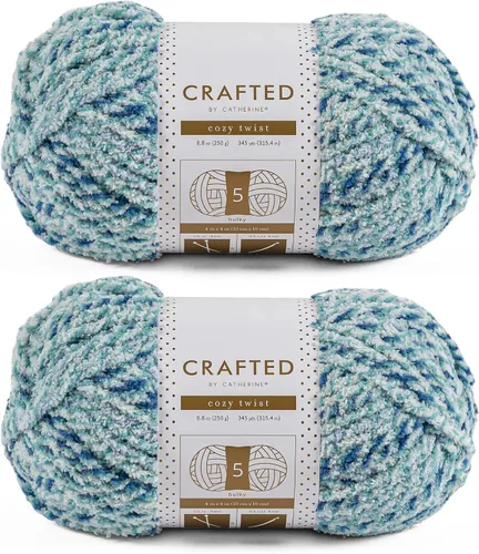 Vista 11 de Crafted By Catherine Cozy Twist Yarn - Paquete de 2 (345 yardas cada madeja), beige multicolor, calibre 5 voluminoso