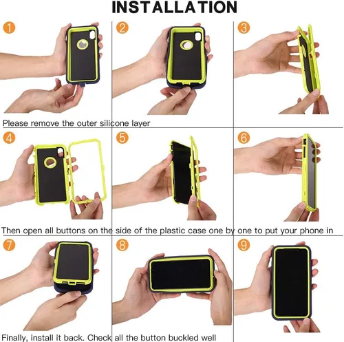 Vista 6 de Funda para iPhone 8 y iPhone 7, resistente, con función atril, protector de pantalla integrado, 4 en 1, fuerte y resistente a prueba de golpes