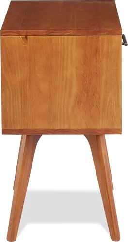 Vista 3 de Mesita de noche moderna de mediados de siglo con un cajón/construida de madera maciza/acabado castañón