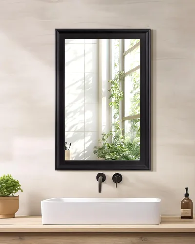 Vista 16 de CULER Espejo de pared de madera blanca para baño, espejos colgantes rectangulares de 20 x 16 pulgadas con marco de madera para sala de estar Blanco