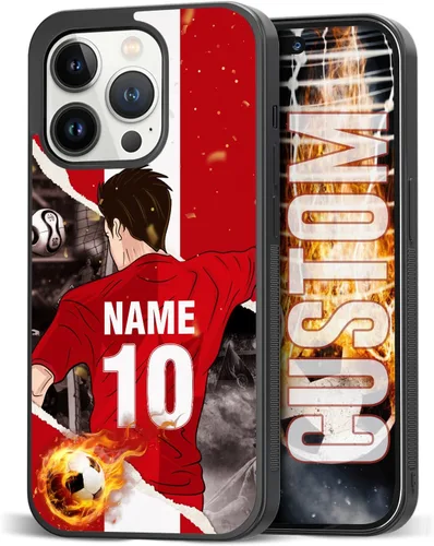 Vista 32 de Fundas personalizadas con nombre y número de fútbol para iPhone 11, 12, 13, 14, 15, 16, 17, 16 Pro Max Plus Mini, Samsung Galaxy Note10 Note20 S8 9