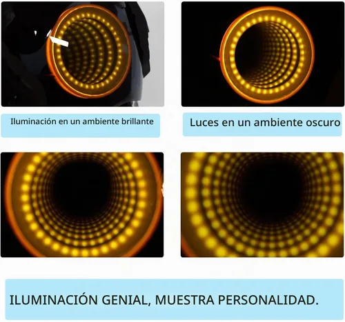 Vista 6 de foymi Máscara de casco punk - Máscara futurista con luces de espejo infinito, máscara Techwear, disfraz de cosplay