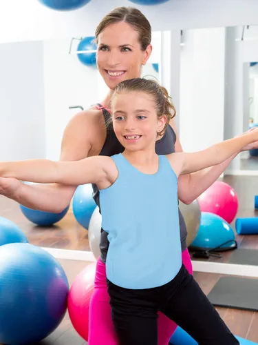 Vista 6 de Camiseta sin mangas de 4 piezas para niñas, con espalda cruzada, para gimnasia y danza