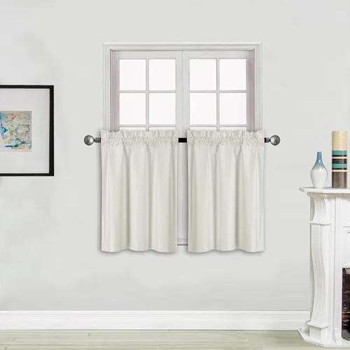 Vista 27 de Better Home Style - Cortina aislante para ventana, 2 paneles, 100% opaca, paneles cortos para cocina, baño o cualquier ventana pequeña