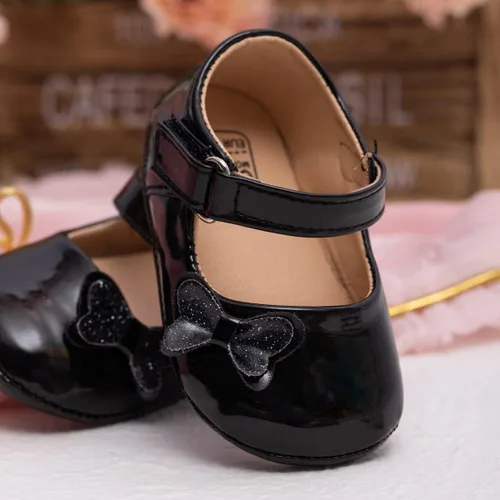 Vista 4 de Babelvit Zapatos planos Mary Jane de primera calidad con lazo para bebé, vestido de princesa para boda, zapatos de bautismo, suela de goma, piel
