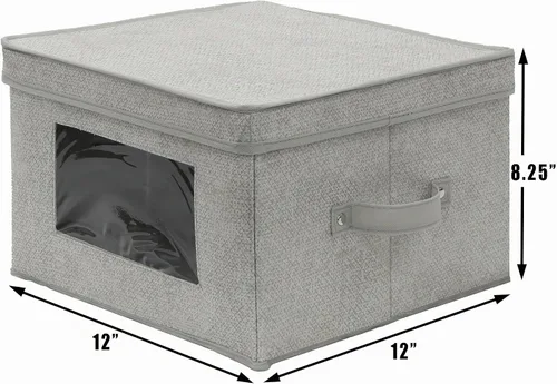Vista 4 de Simple Houseware - Contenedor de almacenamiento con ventana transparente, asas y tapa, paquete de 3, color gris