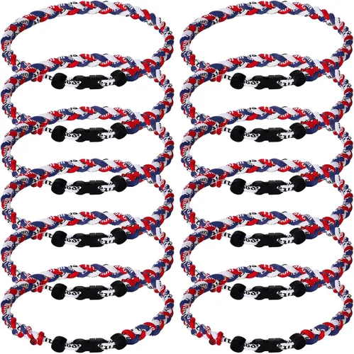 Vista 13 de Zeyune Collar de béisbol de 18 pulgadas para niños, tres cuerdas trenzadas, tornado, titanio, collar de cuerda de béisbol para hombre