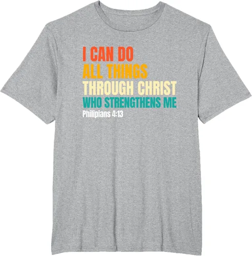 Vista 35 de I Can Do All Things Through Christ Christian Faith Camiseta, Negro, S