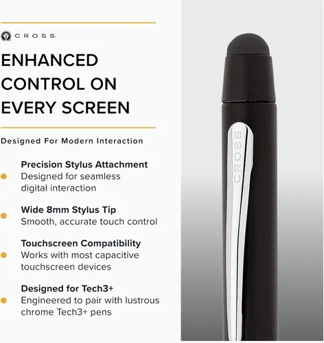 Vista 4 de Cross Tech3+ - Accesorio para lápiz capacitivo negro satinado, 0.315 in, punta de repuesto 8mm Stylus Tip for Accurate Touch Input and Effortless