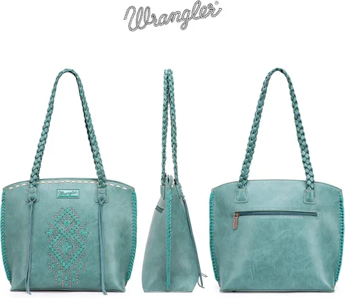 Vista 4 de Wrangler Bolso Hobo de gran tamaño tejido a mano con remaches occidentales