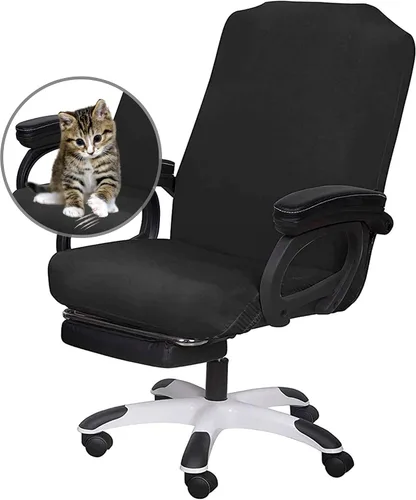 Vista 2 de SARAFLORA - Funda para silla de oficina - Grande, color negro - Funda extraíble para computadora con cremallera, universal, giratoria
