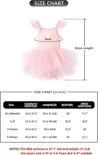 Vista 5 de Vestidos tutú de baile para niñas, con mangas con volantes, entrepierna a presión, leotardos de ballet