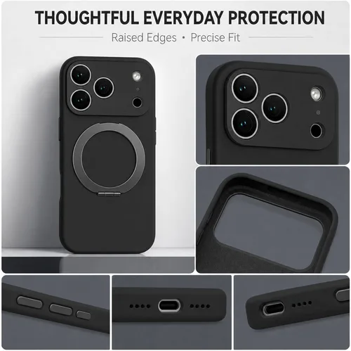 Vista 5 de Funda de silicona con soporte para iPhone 17 Pro [compatible con MagSafe] [Protección completa de la cámara] (6.3 pulgadas 2025), fundas de teléfono