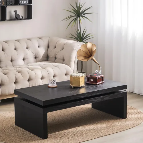 Vista 18 de Mesa auxiliar de madera, 39.37 pulgadas, cuadrada de mediados de siglo, mesa central de madera moderna de madera de fibropanel de densidad media